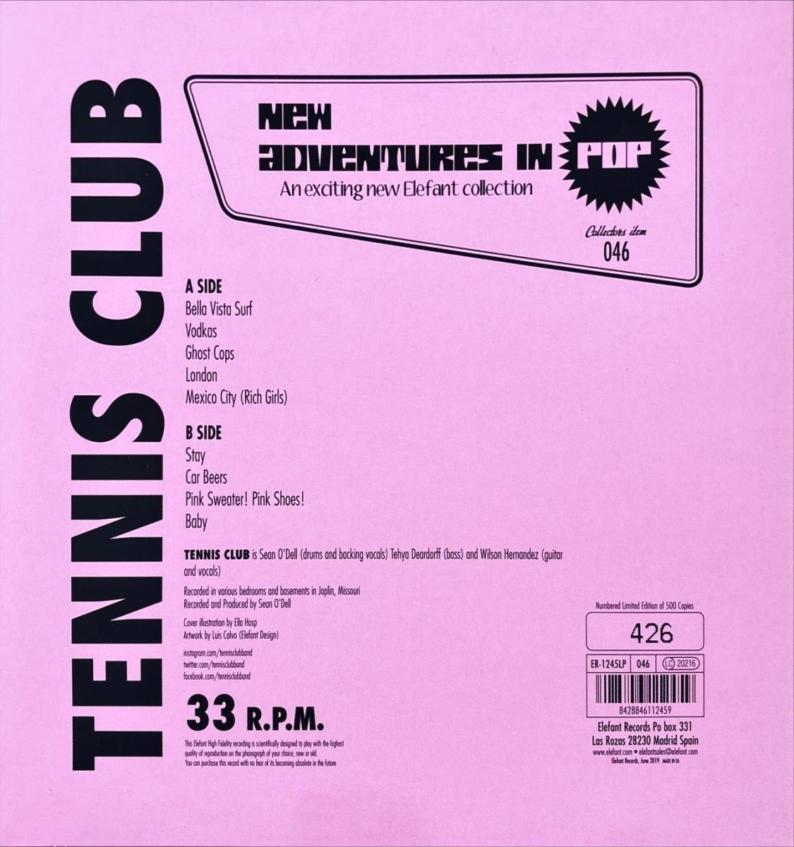 Tennis Club - Pink - preppy records