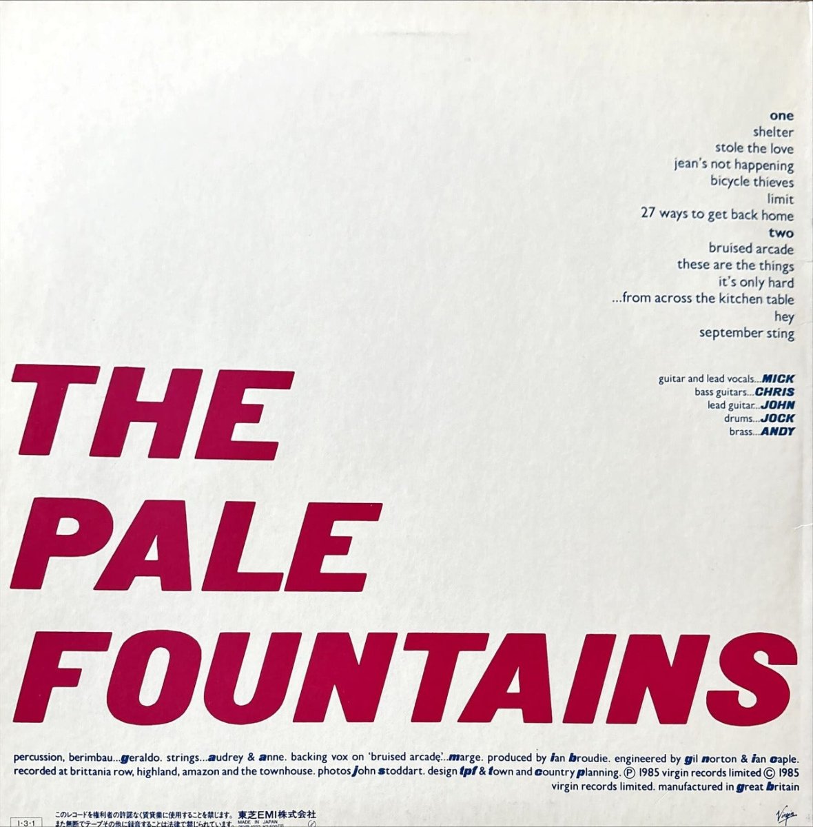 The Pale Fountains – ... From Across The Kitchen Table - preppy records