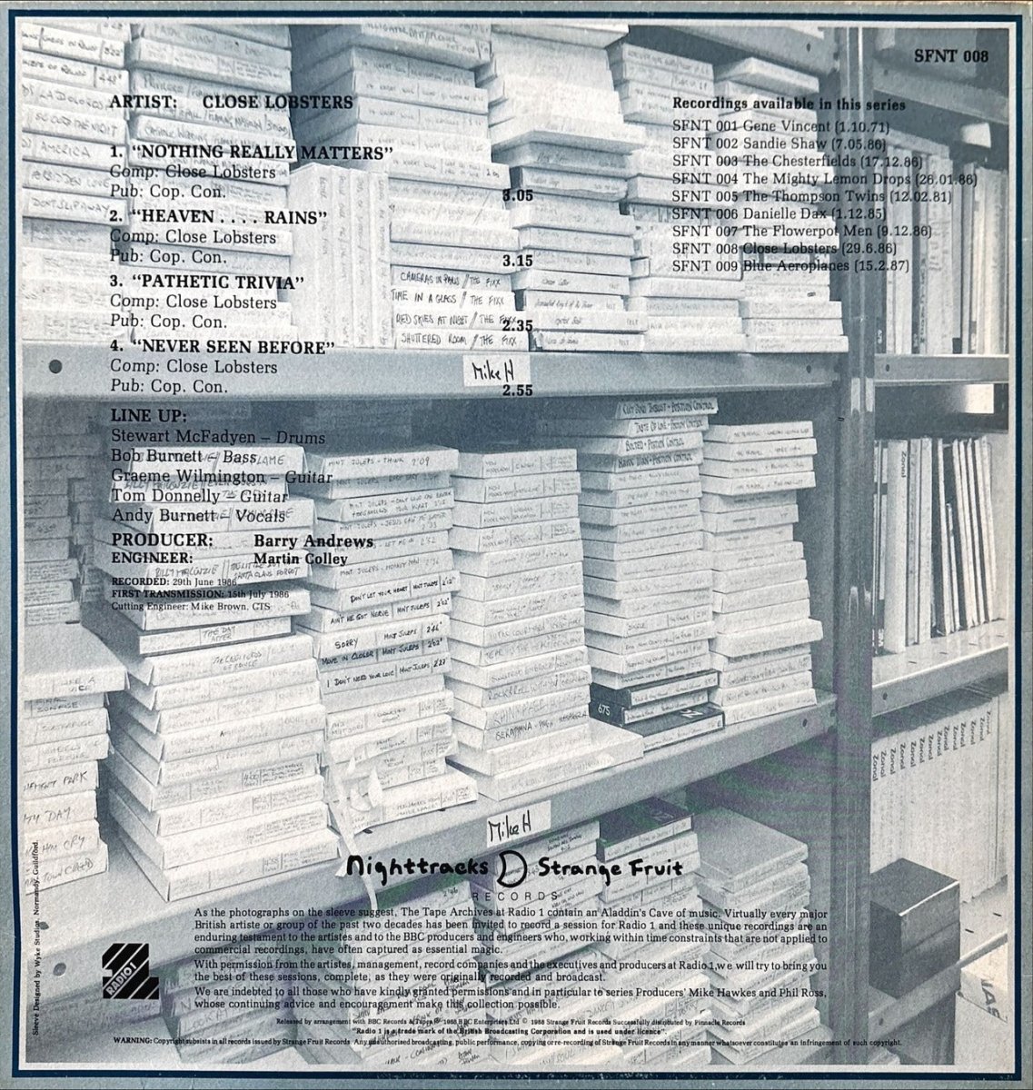 Close Lobsters - The Janice Long Session - preppy records