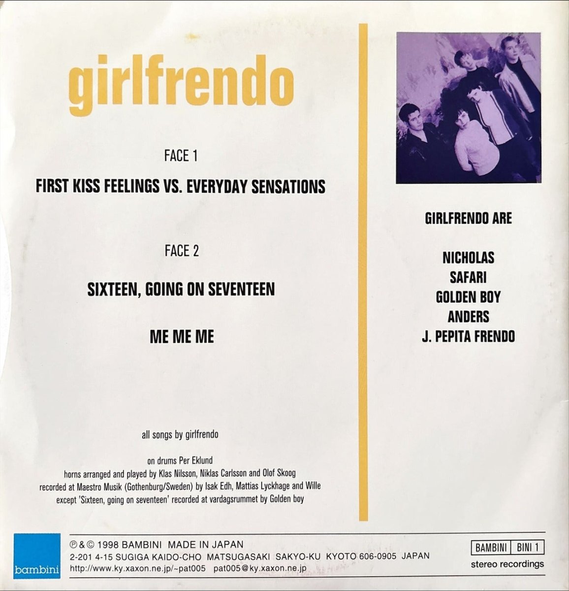 Girlfrendo – First Kiss Feelings Vs. Everyday Sensations - preppy records