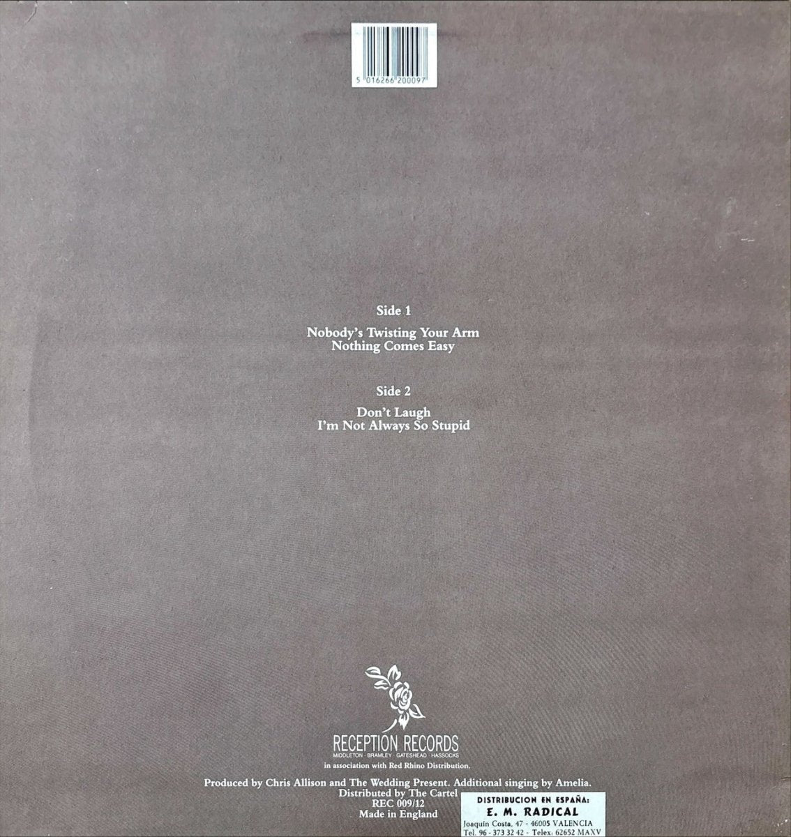 The Wedding Present - Nobody's Twisting Your Arm - preppy records